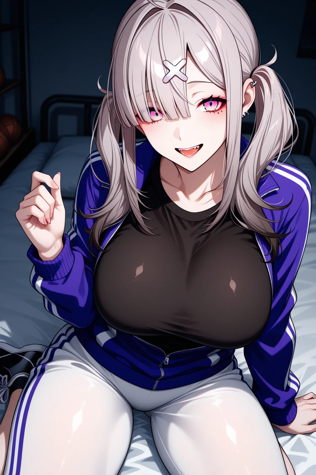 projectile cum、missionary position, spread legs, legs up、lying on bed、(((1 boy and 1girl are having Sex、penis)))、bitch、(highest quality)), ((masterpiece)), (family friendly), Perfect Face, Shiny skin, Beautiful breasts, cum, Shiny skin, Kyoto Animation style painting, Hair. Golden Eyes, Sunburned skin. night, Braided Hair, Sweat, wet. , Off the shoulder, Fishnet tights,, Sweatte<, Open your mouth, Double teeth, cum mouth, Splash, FOG, illumination, Night Pool. Milking.panty lift 、penis、cum、dark skin、cowgirl position,Nipples、vaginale,Sex、woman on top / cowgirl position、Short Hair,Purple hoodie、cum breasts、(((汗だく)))