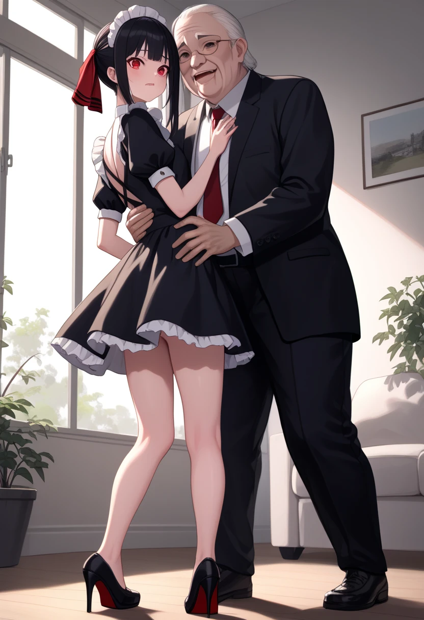 (masterpiece:1.37), best quality, (extremely detailed:1.37), (1girl:1.5), woman, (mature:1.5), (adult:1.5), large breasts, very long hair, (straight hair:1.5), business suit, necktie, no skirt, pantyhose, desperation, (wetting self:2.0), standing, embarrassed, humiliation, blushing, office, full body, peeing , completely nude, ?????, showing vaginal