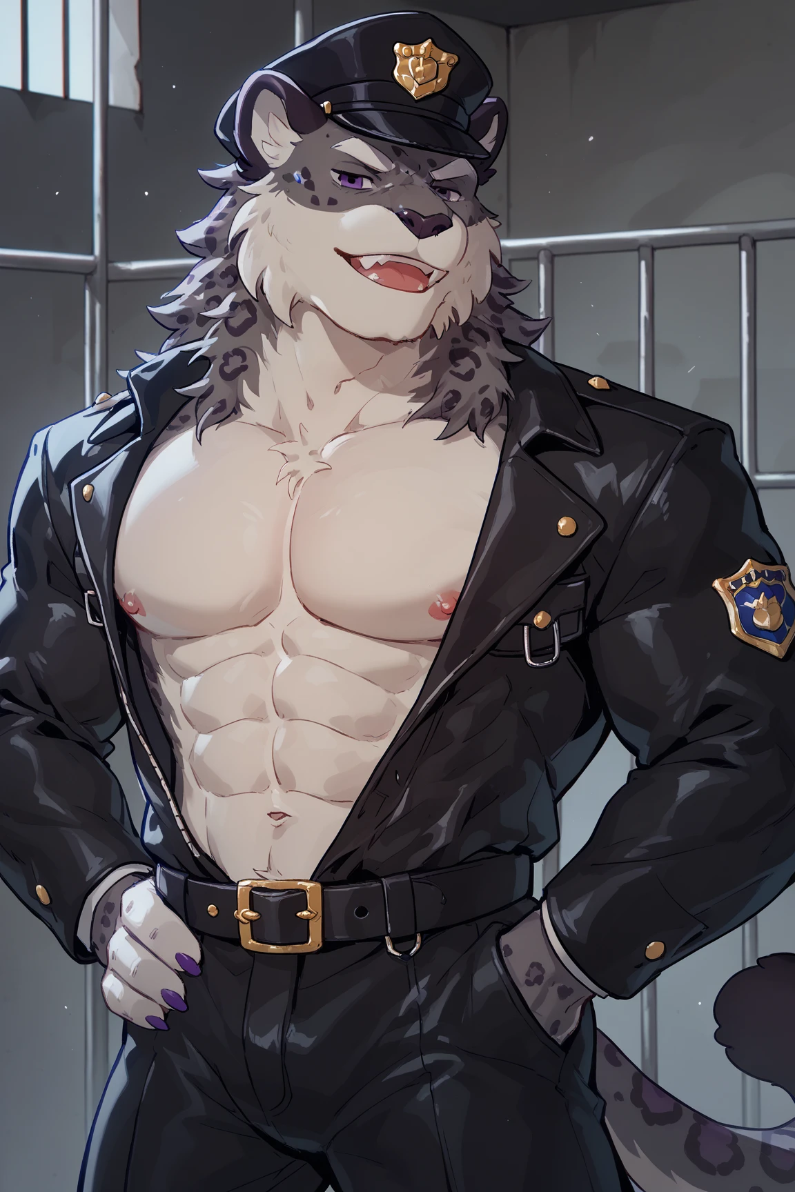 sunglasses, Leaning forward, Kiss toss, wink, Erotic sexy smile, Furry wolf male, hyper muscles, (Excellent: 1.2), (Excessive skin radiance and reflexes: 1.5), (fully detailed), (very detailed and beautiful: 1.1) (Wolf ears, Wolf tail, Wolf face, Black wolf skin, hairy skin) Huge body, Excess muscle, Wild and masculine appearance, Huge pectoral muscles, visible navel, (Men's latex tong, The huge lid profile is raised, underwear) (Bragus, g-string, Sexy tong) (Men's latex lace, Latex low-leg lace panties, Latex military cap, Latex gothic punk jacket, Suspenders, a garter belt, Gothic punk boots, latex glove, ), SFW version, Solo, Men only, big muscular man, full bodyesbian, Men only, Sexy, Slum Strip Club, striptease, Gay stripper, Red rose, hyper muscles, hyper pecs, nj5furry