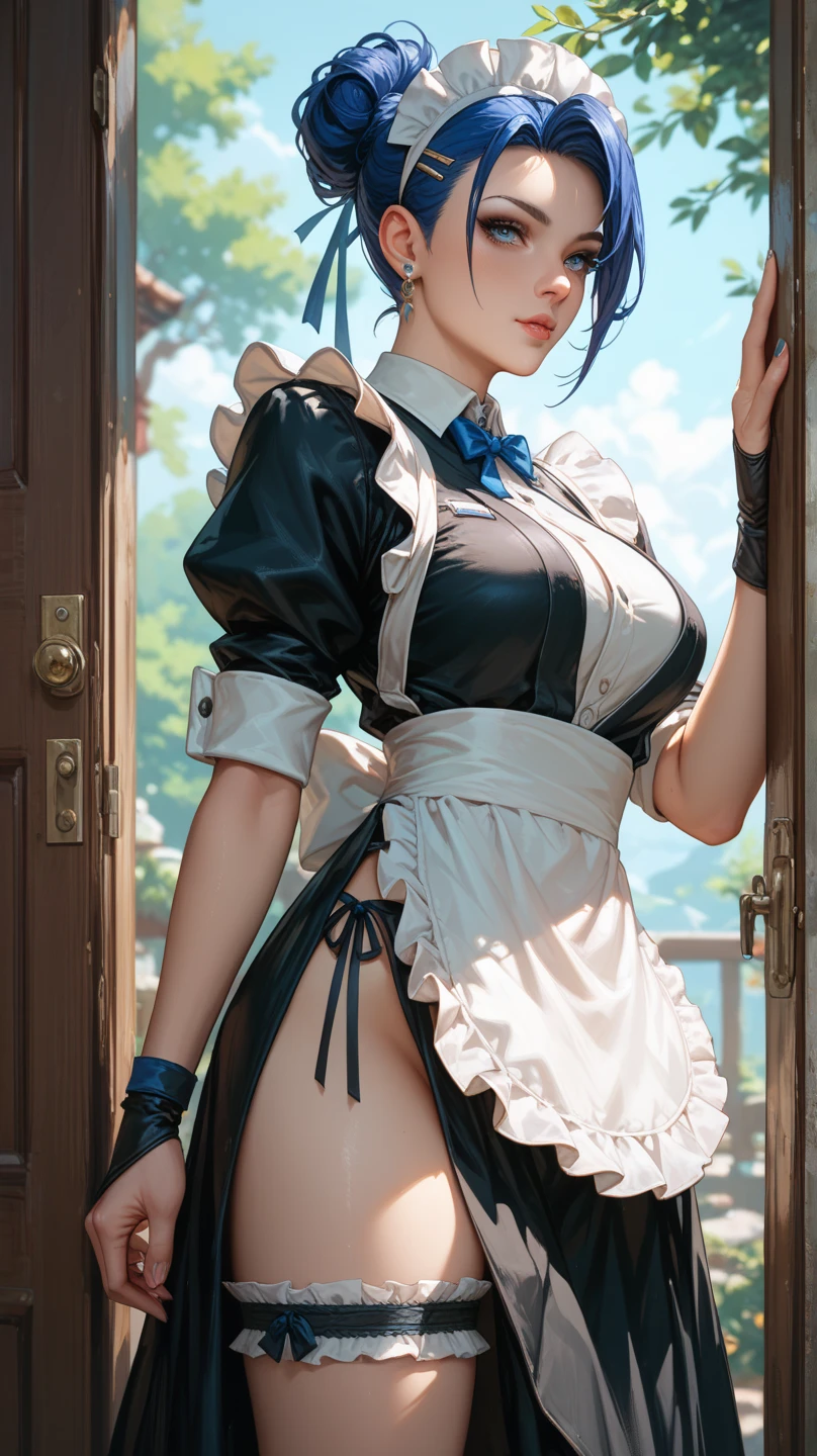 (fantasy:1.5),(anime,8k,masterpiece, top quality, best quality,beautiful and aesthetic:1.2,professional illustrasion:1.1,ultra detail:1.3,perfect lighting),extremely detailed,highest detailed,incredibly absurdres , highres, ultra detailed,intricate:1.6,(Alchemy Workshop:1.4),A girl mixing,Medicine in many small bottles,holding small potion,colorful:1.4,zentangle,(1girl),(girl),(Three kingdoms female warload),(highly detailed beautiful face and eyes,firm breasts),oily skin,((black,hair,short bob with short pony tail hair)),thin pubic hair,cute,lovely,34 years old,alchemist costume,Merchant's Clothing,smile,in the kitchen,smile,seductive weak smiling,(with sparkling eyes and a contagious smile),open mouth, Looking at Viewer,