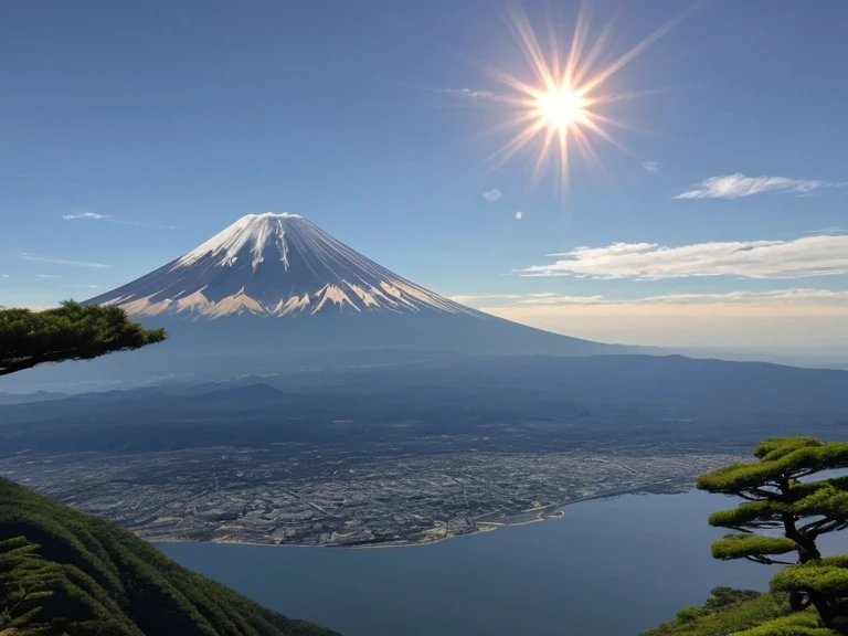 Highest quality，1 female，Very large breasts, Diameter about 50cm、Beautiful 20 year old Japanese woman with a tight waist, Beautiful and  ，do not hide your ,，Spread your legs 120 degrees、Show off your crotch，Focus on the groin，, smiling woman with legs spread wide on a hill with Mount Fuji in the background（1:5）

