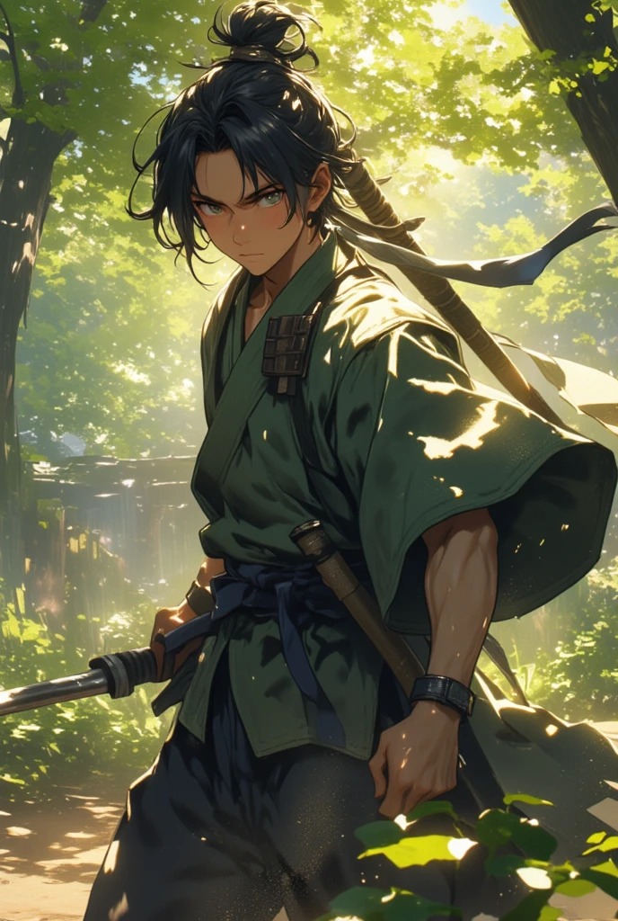 Best image quality, threaten, Holding a spear, primitive, Spread your legs, Primary forest, In underwear, ""Primitive clothing"", male, Black Hair, paint