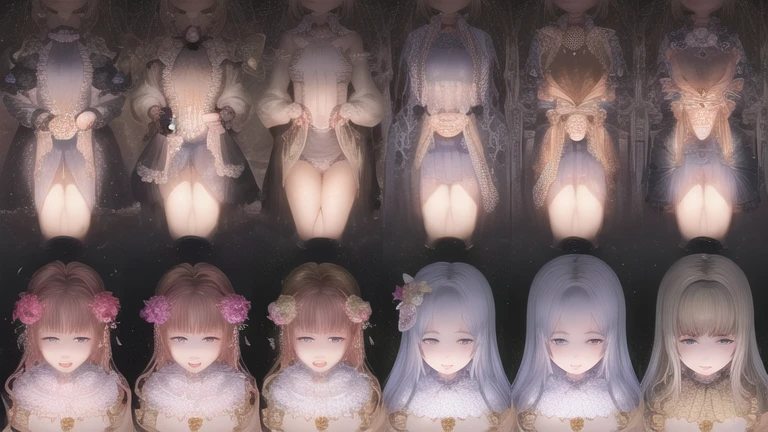 masterpiece, ((Highest quality))、monastery、Sister、(4 cute naked girls、A good friend、Standing side by side、kawaii:1.4、12 years old、smile:1.3、smile、Mr.々Hair style、pubic hair)、The Scapular、Coif、(((Full nudity、tits、Pussy)))、(Realistic and detailed skin texture、Sisterの服装:1.2、See-through)