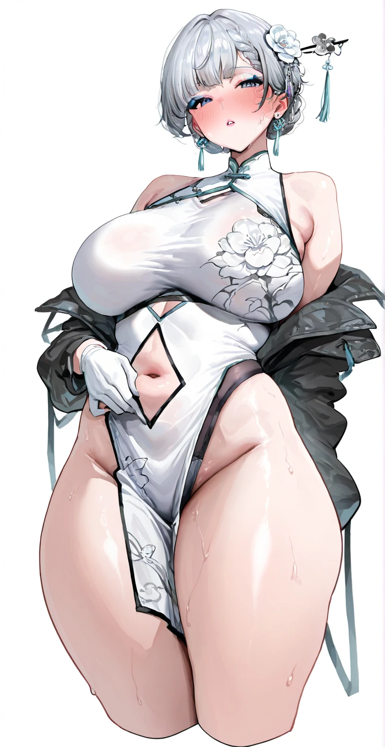 ((huge puffy bimbo lips with bright pink lipstick on face)), ((HD)), ((8k)), ((Masterpiece)), ((beautiful)), ((highly detailed anime art)), (((highly detailed lighting)), detailed face, expressive face and eyes, detailed breasts, (((sexy 6 inch high heels on dainty feet))), heavy makeup, (very long feminine eyelashes), heavy blushing, ((skindentation)), erect nipple outline under clothes,((short torso and very long slender legs)), lustful expression, seductive, aroused, sexy and alluring pose, prominent cameltoe, (((kisaki from blue archive))), (((Kisaki as a slutty shortstack with ridiculously super gigantic breasts far larger than her head))), ((skindentation)), 