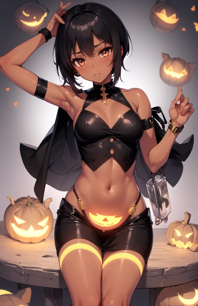 woman,short and small,Round Face,solitary,Relax,elegant,fire,whole body,(The opening of your legs),(((Show your thighs))),full,Transparent openwork,Deep V,((Belly band)),leggings,disheveled,Chest contour,(((Burn clothes))),(((Ultra-thin clothing))),((Body outline)),Grin,pleasure