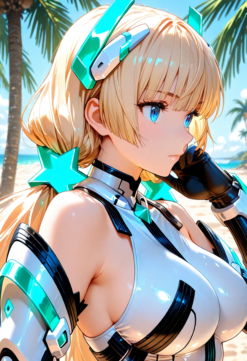 (1girl:1.2),(solo:1.2),masterpiece,best quality,highly detailed,best quality,photo realistic,depth of field,highres,extremely detailed wallpaper,third-party edit,<lora:ShiroLoraXL:1>,(serious expression:1.5),extremely detailed white bodysuit,twin drills,hood,swimming in the swimmingpool,