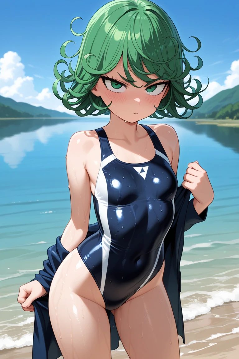 anime girl in a bikini with glasses and a green hair, seductive anime girl, fubuki, realistic bikini, anime moe artstyle, inspired by Rei Kamoi, inspired by Munakata Shikō, extremely detailed artgerm, full colored, marin kitagawa fanart, bathing suit, with glasses, ecchi anime style