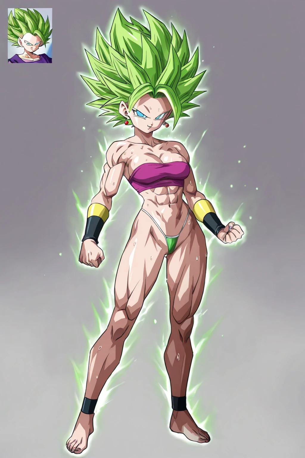 fountain_cheered up, score_9, score_8_above, score_7_above, cheered up screencap,
kefladb, 1 girl, 1 boy, Alone, smile, open mouth, blushing, blue eyes, belly button, potara earrings, muscular, ABS, spiky hair, Aura, saboveer saiyan, blonde eyebrows, blurred background, clavicle, eyebrows, green sky, no paboveils, shadow, standing, toned, v-shaped eyebrows, nude, tits, medium breasts, Showing the ass, from behind, vagina, sex vagina, pubic hair