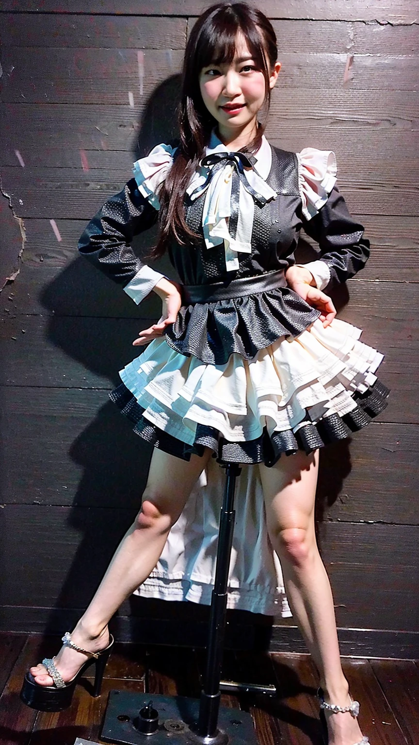 ((Anatomically correct))、(8k, RAW Photos, best qualtiy, tmasterpiece:1.2),(realisticlying, photos realistic:1.4)、((Skirt lifted))、((Panty shot))、((Large mesh fishnet stockings))、Platinum Jewelry、Bun twin tail、Big ribbon in hair、 (High resolution)、(Masterpiece、Highest quality)、Hollywood movie lighting、Camera angle from below、Professional portrait、
Lolita Costume Costume,Lace, aerith gainsborough, The upper part of the body, undergarment,exposed bare shoulders, takeout, Old castle, hightquality, adobe lightroom, highdetailskin, looking at viewert,Big earrings、cheek、Two slits in the skirt、