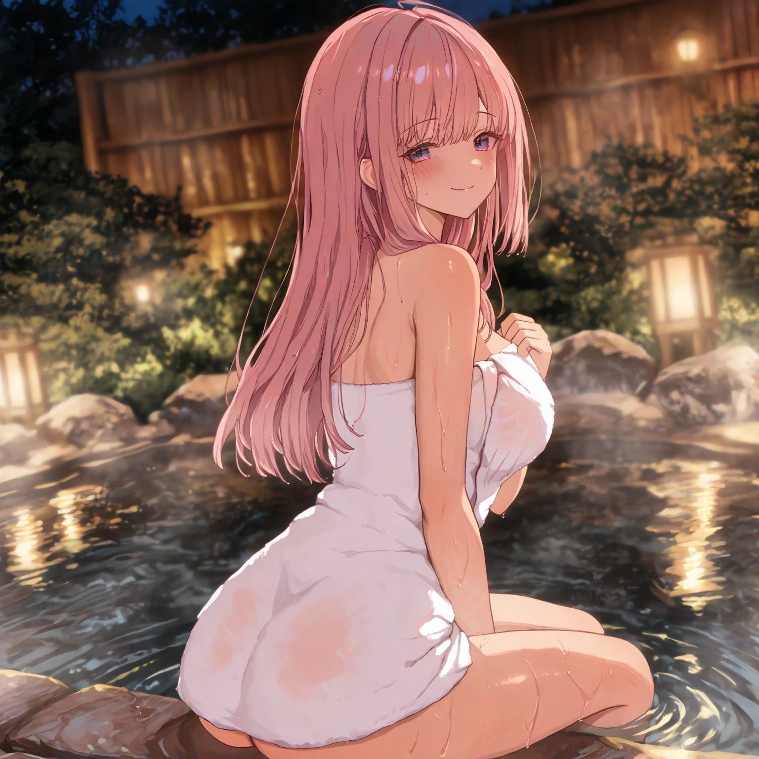 Reasonable, Super detailedな,(In 8K:1.3),Masseter muscle area,(masterpiece:1.2)、(Highest quality)、4K、Super detailed、(Movement Structure:1.4)、(Shining Lights、Atmosphere lighting), High resolution, Best Quality、(One girl:1.4),Super detailedな,Bright colors、Treebreak Production Art、(Warm color light source:1.2),High-level image quality、Fine image quality、Intricate details,Volumetric Lighting,Realism BREAK、Profile、 (Idol face:1.2)、(15 years old:1.4)、Very beautiful face and eyes, Beautiful images、 natural make up、big eyes、 taking a bath、(Baby Face:1.5)、(Small breasts:1.4), (curvy body:1.4)、(petite:1.4),(glossy skin :1.5)、(Sweat:1.2), nsfw,(sitting in onsen water:1.5), (hot spring:1.4) 、 (pink hair,blunt bangs,medium hair,wet hair :1.4)、 (Beautiful nipples)、(Delicate and detailed、naked)、 (shy, embarrassed)、(White skin:1.4)、(overhead shot:1.2),(breast squeeze:1.4)