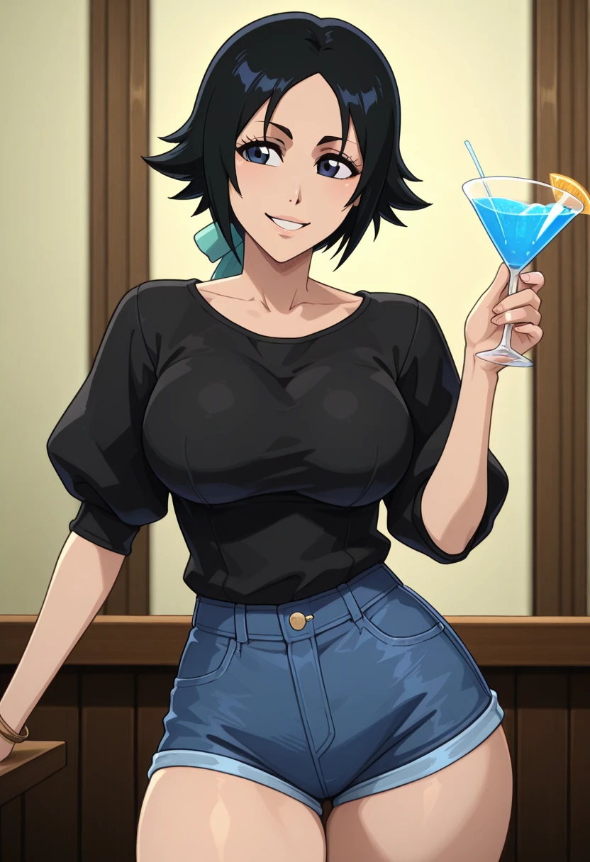 A short woman with 2 heads. She appears drunk. She is smiling and winking flirtatiously. She is very short with enormous breasts. Two heads, huge breasts, wearing casual attire. 2 heads.