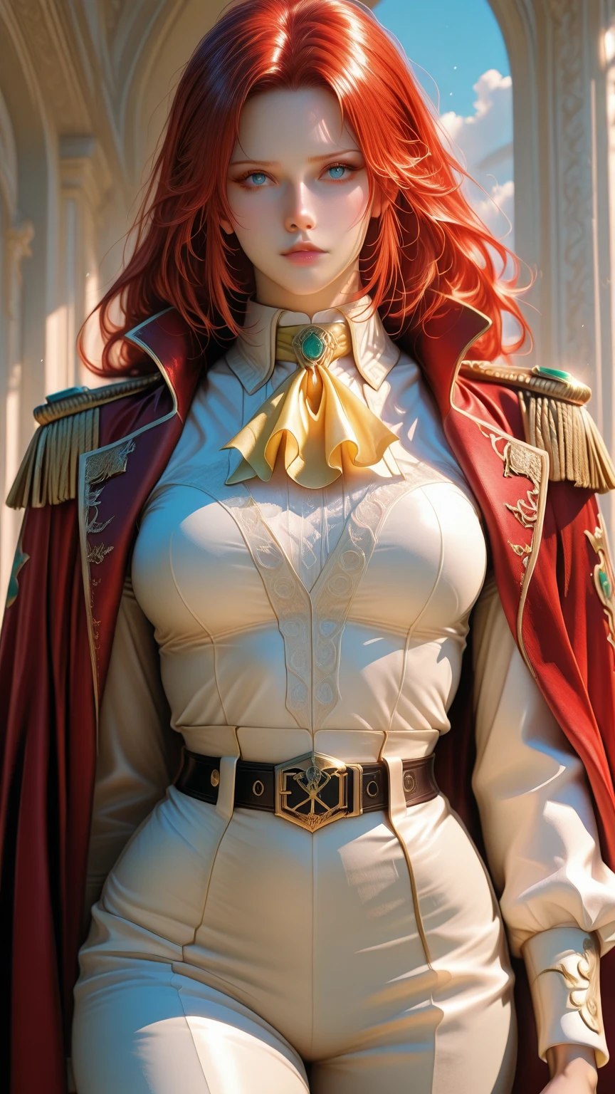 (((masterpiece))),((best quality)),detailed,dynamic pose,(Perfect and delicate hairdressing), red hair, kingdom, queen