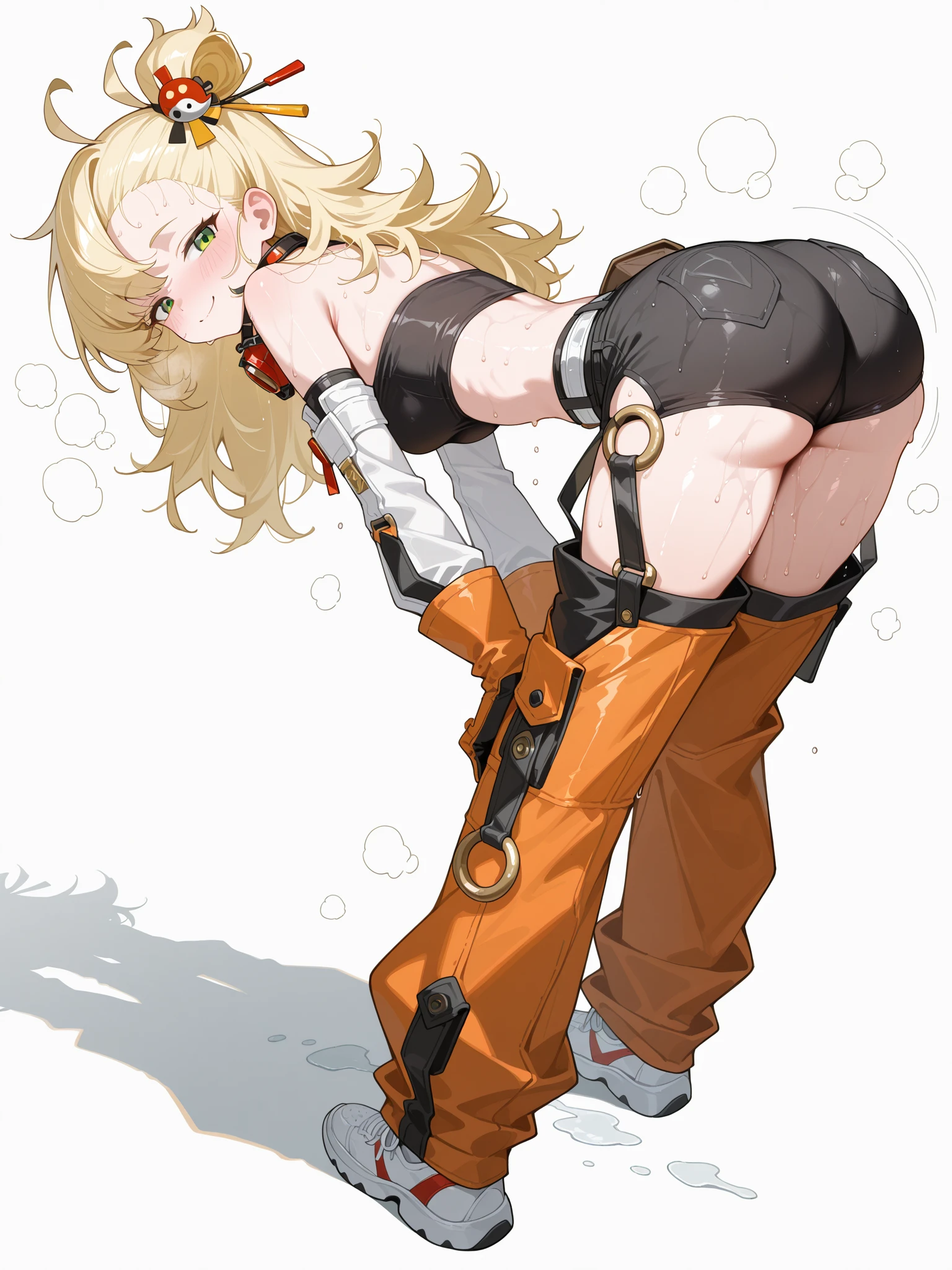 GRANBLUEfantasy,1young_teen_ girl,brown_hair,medium_bob_hair,platina_blond_hair,white_leotard,covered_crotch,thigh-highs,smile,standing,bluesky_landscape_background,slightly_spread_legs,happiness, short_gloves ,solo, r18, navel,relicbuster,short,boots,open_mouth,sitting,knees,blush,shy,piledriver,(crotch:1.3),solo,