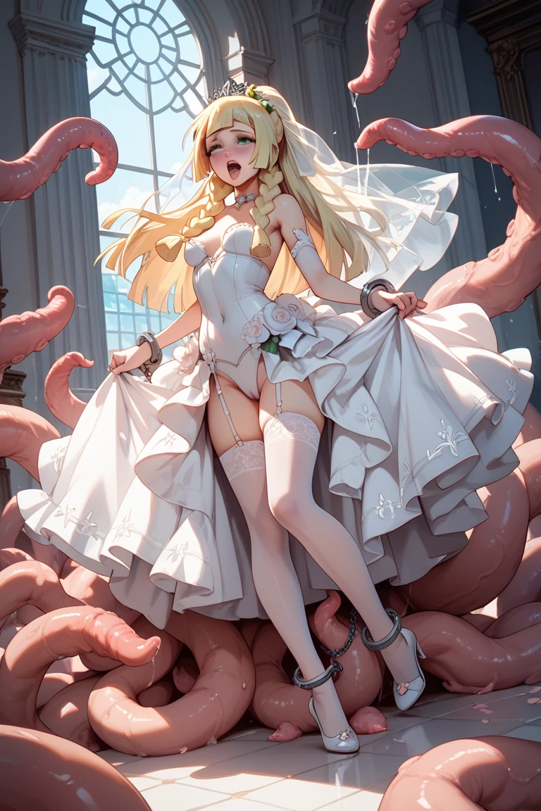 NSFW、Panoramic viewing angle、Pussy Real、Breast Real、Mastepiece、It is high resolution.、Photo woman、Detailed digital illustration、Blonde wavy long hair、Folded ponytail、Detailed eyes、Shiny Hair、((Naked in a wedding dress:1.6))、Very beautiful woman、The eyes are double、Normal chest、Bust A cup、high resolution、high quality、Detailed background、((Very crowded beach:1.4))、((Two Arms、Four fingers、One thumb))、((Two Legs、Four fingers、One thumb))、Very beautiful woman、masterpiece、Crying is such a bright thing:1.3、(((Spread your legs and have sex with a tentacle:1.6))),(((Creampie:1.6))),(((Tentacles enter the:1.6))),(((Licking tentacles:1.6))),(((Cum in mouth:1.6))),