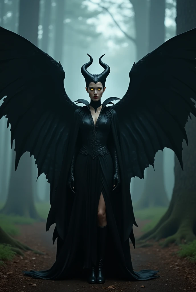 A pair of black devil wings，The tail is made of broken glass