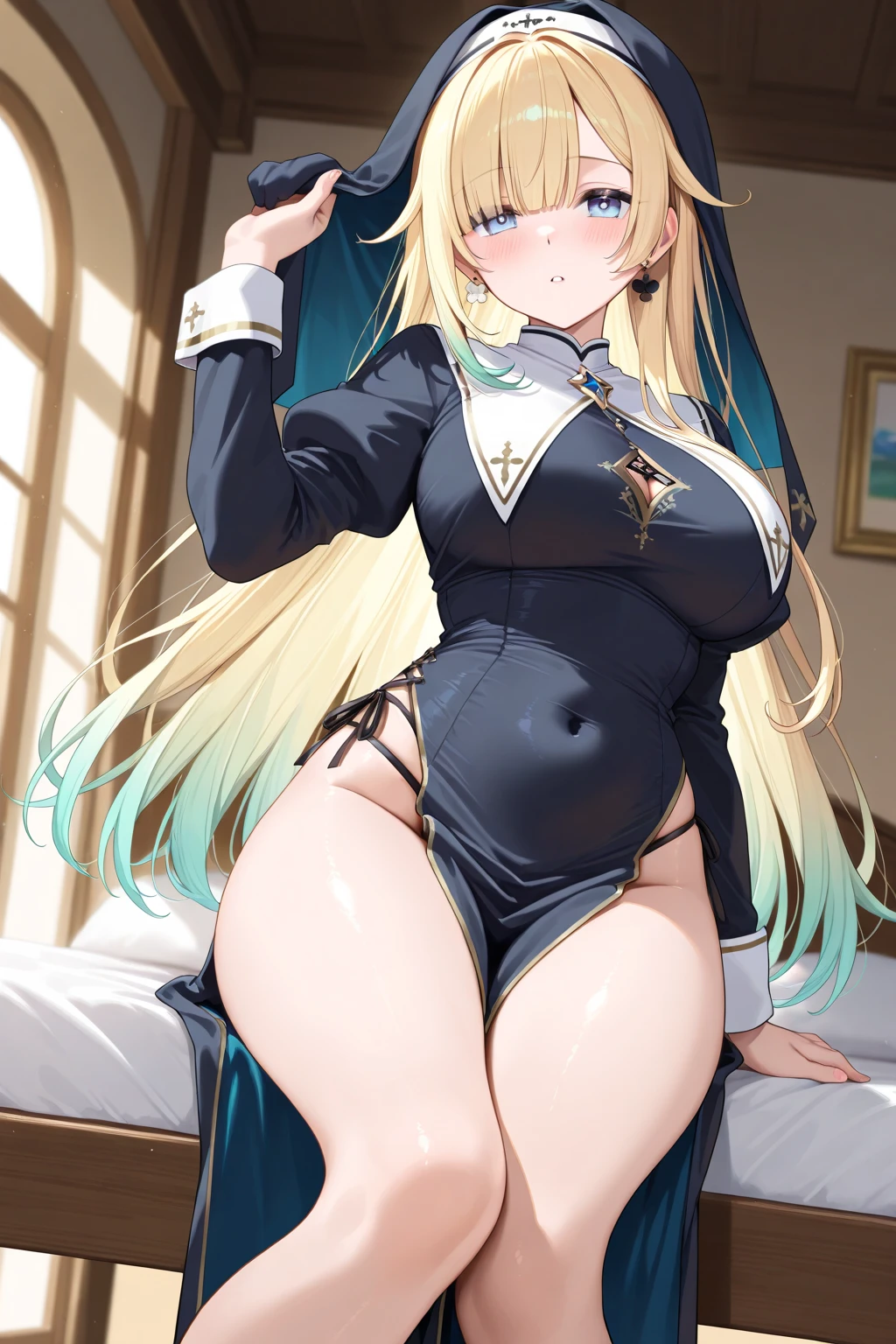 celia\(walkure\), (celia\(uniform\):1), 1girl, solo, mature female,
blue eyes,
white military uniform, thighhighs,
nsfw, open clothes, cameltoe,
lying, on bed,
best quality, highest quality, ultra-detailed, masterpiece, illustration:1,
<lora:celia_walkure:0.6>
