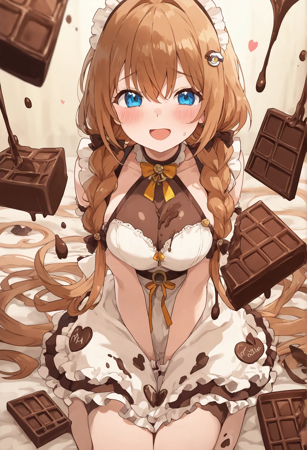 ((32k)), ((best quality)), ((ultra high res)), ((HDR)), ((UHD)), ((extremely detailed CG)), ((unity 32k wallpaper)), (1girl), ((14 years old)), (ideal ratio body proportions), very long hair, (breasts), looking at viewer, blush, smile, bangs, thighhighs, bow, holding, cleavage, jewelry, (((golden bikini))), ((medium breasts)), closed mouth, standing, swimsuit, (golden hair), short sleeves, bikini, ((cowboy shot)), earrings, frills, food, black thighhighs, indoors, bowtie, cup, puffy short sleeves, wrist cuffs, grey eyes, thigh strap, detached collar, side-tie bikini bottom, thigh gap, table, single thighhigh, plate, tray, teacup, cake, bridal garter, holding tray, cake slice, (night), ((fro, m below)), (((((from behind))))), (((Leaning forward))), ((nsfw))