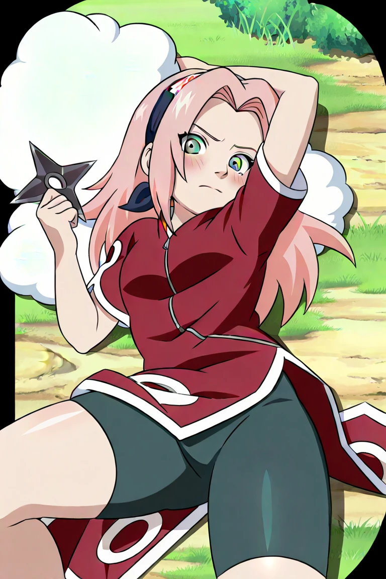 score_9, score_8_up, score_7_up, score_6_up, score_5_up, score_4_up, BREAK, source_anime, 1girl, haruno sakura, pink hair, long hair, green eyes, red shirt, red qipao, short sleeves, hands behind back, upper body, looking at viewer, solo, , white background, anime screencap, anime coloring, hands behind back, eyes closed, show full body, underwater background, coral reef, face turning blue from oxygen depravation, looking above, tied up with tape and rope, ball and chain on one leg, legs bound, wrists bound, white cloth gag over mouth, subject off center to the left, legs and ankles tied up, , white cloth gag, angry and panic expression, panicked and struggling, pink panties, ball and chain anchoring her to ocean floor, tape over mouth, white cloth blindfold, panicked and struggling, crying and angry. heavy shibari around body wrists and legs