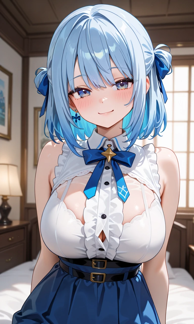(masterpiece, best quality:1.5), (ultra detailed, high resolution, 8k, beautiful detailed, UHD, best anatomy), 1 girlfriend, white hair, medium breasts, Loosen the tie moment