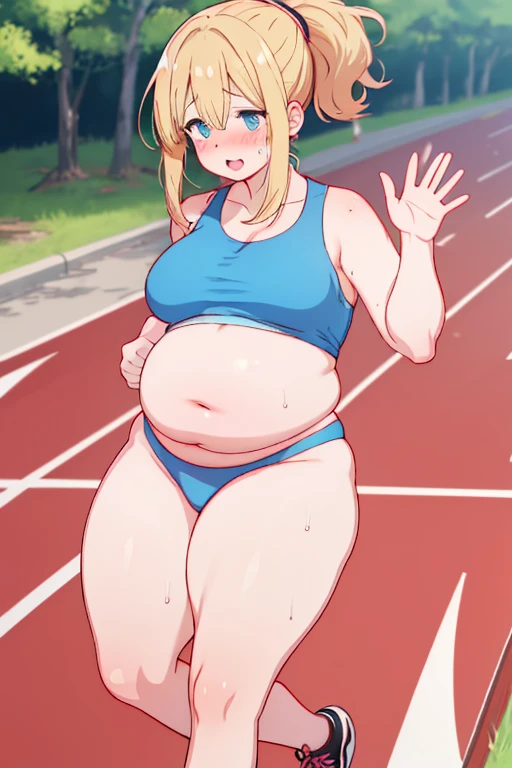 (Full body, glasses), An image of a pregnant girl using a sports bra with thight shorts and white thighhighs that leaves her belly on full display, (underboob)