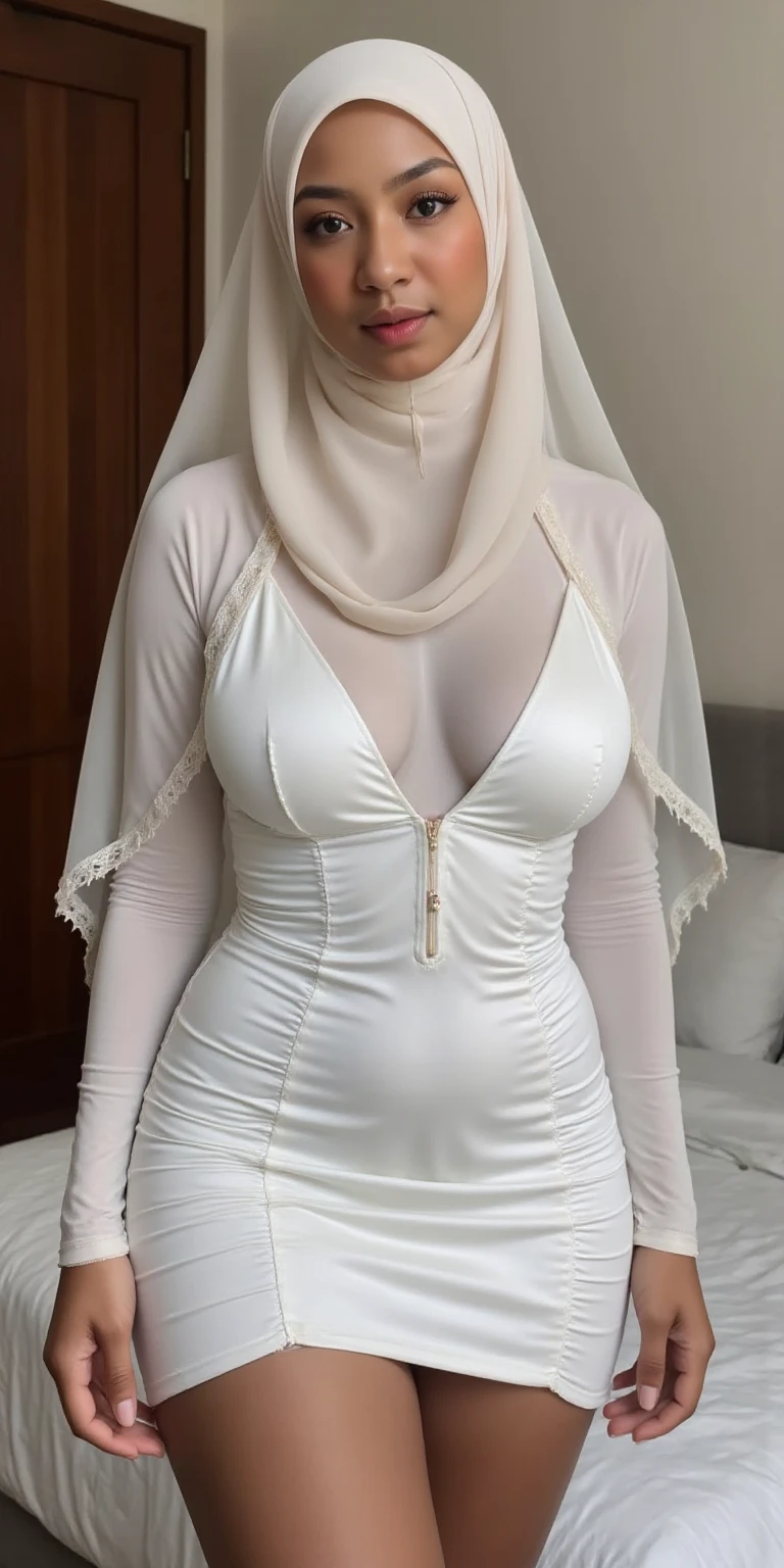 (((HIJAB MALAY GIRL))), 8k wallpaper, masterpiece, top-quality, ultra-detailliert, multiple female, 3women, 30~40 years, A MILF, beautiful mature lady, harems, babydoll, Highly exposed, Looking through underwear, Wet the white dress and see through it, exposed pubic hair, Skindentation, seducting smile, Thick lip, chubby lips, red blush, looking at the viewers, Different breast sizes, each with a different hairstyle, cleavage of the breast, Plump、Curvaceouassive hips、seductived faced、Naughty face, (((SOFT LIGHT GREEN LACE))), (((HEAVY TIT))), (((HEAVY NIPPLES))), (((HEAVY TITS))), (((TRANSPARENT))).