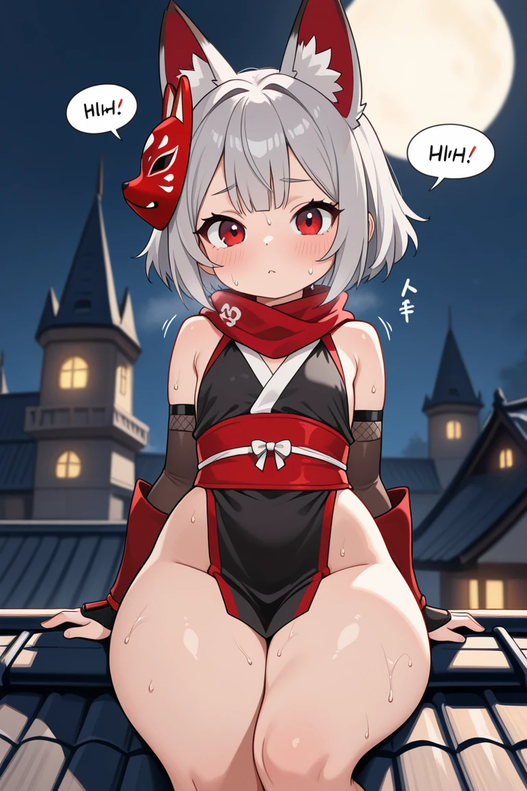 despair,grim Reaper,girl,Sickle,red effect,belly button,Wide Stride,cute,Wear a hood,Spread your legs,No panties,Grinning face
