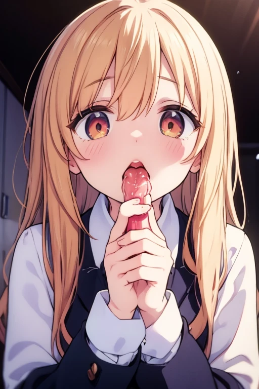 (8K、top-quality、​masterpiece:1.2)、(realisitic、ultra-detailliert、超A high resolution,,beautifull detailed face,perfect body,((nighttime)),perfect lighting,Constriction、Beautiful detailed skin、Skin Texture,(1giri,short orange hair,green ribbon,small breast),1 boy,pov,((the boy, penis, breasts blowjob, paizuri, penis is between breasts, penis in breasts, breast squeeze,))spoken heart:1.5,close up face
