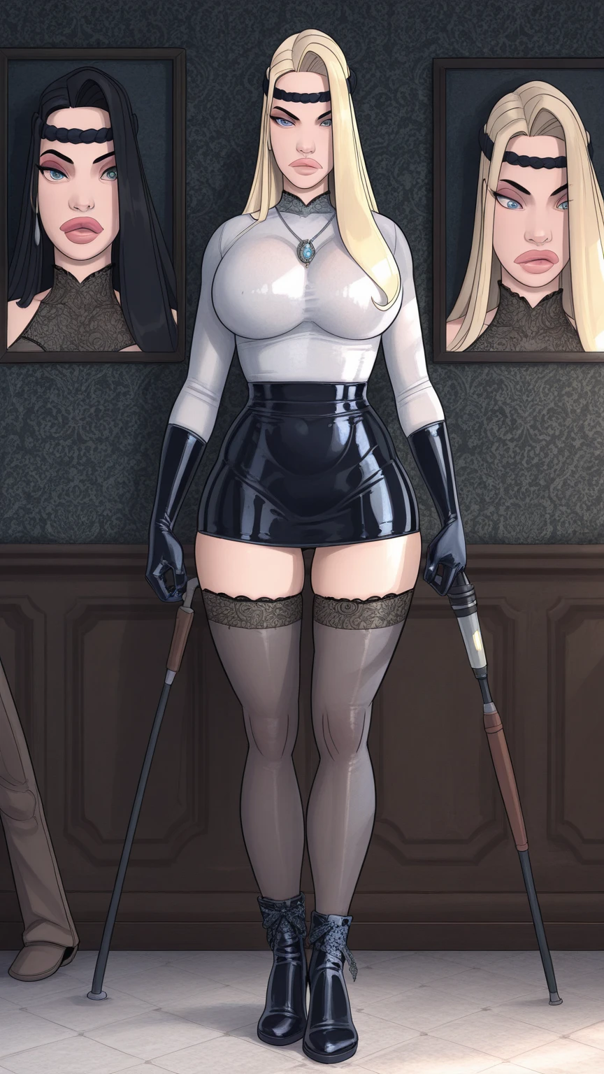 ((Kami Tora style)), score_9, score_8_up, score_8, score_7_up, ((Femdom teacher lowering boy's pants exposing his balls)), woman whipping a boy in a femdom dungeon, chain and ropes hanging from the walls, beautiful face, large mature round woman, fetish femdom doctor with open unbuttoned labcoat, eyeglasses, candid sadistic smiling, corset, stockings, hairy pink pussy, wearing a ((red strap-on)), old teacher, busty topless, hair updo, elegant hair style, depth of field, narrow hips, sexy adult, short submissive slim nude young student. big metal chastity cage on cock, copiously dripping cock.Ball gag, dripping mouth, collar, sex, extreme size difference, halfbody portrait, boy is thin, boy, age difference, male young student, dungeon, full body framing, ((perfectly illuminated characters))
