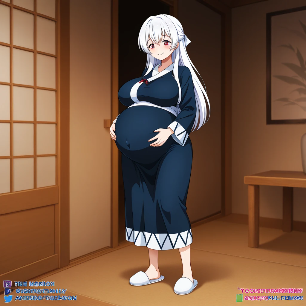 HYUUGAHIN, LIGHT GRAY TOP, "BLACK LONG HAIR", BLUE EYES, 1GIRL, BLUNT BANGS, score_9, score_8_up, score_7_up, source_anime,
Hinata Hyuga, Naruto: The Last, long indigo hair, straight hair, soft bangs, pale lavender eyes, mature, refined, elegant,
high-quality, ultra-detailed, beast quality, 8K resolution, anime style, beach,
looking at viewer, dutch angle, cowboy shot, smile, pregnant belly, large belly, big belly, big Breasts, belly button, lace robe, maternity robe, shorts,
1girl,solo, indoors, happy, Smiling, rub belly,
full body, Nail polish,
