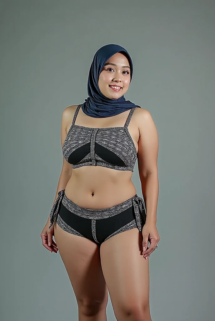 1 malay woman in hijab,(( light blue floral pattern bra and panties)),(large buttocks),Emphasize ass,Smaller chest, laughing smile, (hijab flying), de pele branca,big breasts thin waist, egypt style street, Hyper-Realism, Cinematic lighting, depth of fields, From below, vanishing point, F/2.8,  Anatomically correct, Textured skin, Super Detail, awardwinning, Best Quality, hight resolution, 8k,