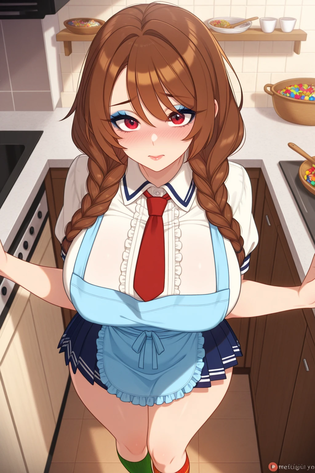 top-quality、Highly detailed anime super detail、​masterpiece、tre anatomically correct、Detailed hand、(Mother 1.6)、8K、I love my tides、sexual excitement、Upper line、huge-breasted、thighs thighs thighs thighs、cold sweat、Sweat profusely、Friendly face、Stuffiness、(newlywed:1.6)、Moisturizing skin、(Drenched body:1.3)、Detail Eye、NSFW、erotick、Glossy lotion on the head、oppressive、Best Necklaces、cum on、Stuffiness、Lustrous hair、Omurice、hair on the crotch、pinafore、Autumn sky、、Streaks in the crotch、Frontal view、full-body view