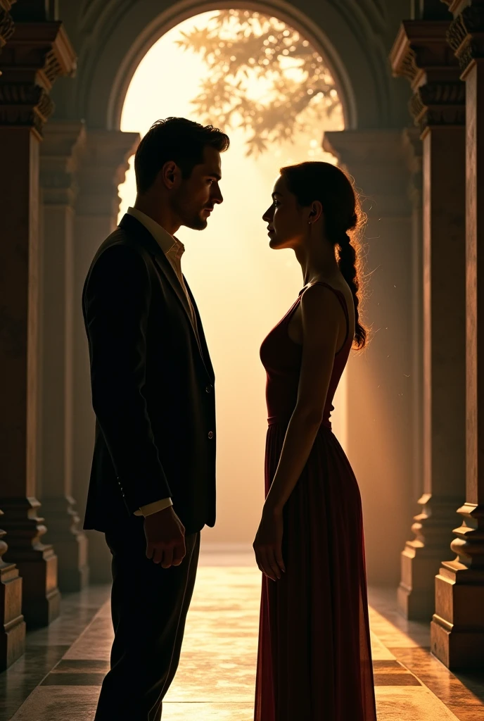 Rear view of a woman talking to a man
