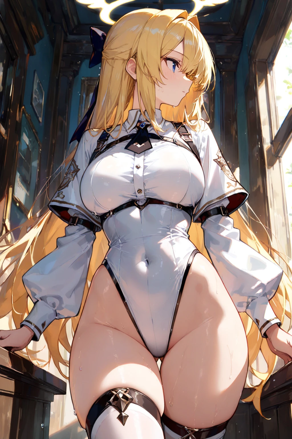 {{{masterpiece}}},{extremely detailed CG unity 8k wallpaper},best quality,Amazing,finely detail,solo,cinematic lighting,close-up,{{floating hair}},{{Sakura}},outdoors,sky,{{wind}},detailed background,beautiful detailed eyes,,bright pupils,{{full body}}, dynamic pose,dynamic angle,looking at viewer,detailed clothes,,lora:webGameAdFace_v10:0.6>,(((masterpiece))), (((best quality))), ((ultra-detailed)), (illustration), (detailed light),((an extremely delicate and beautiful)),(beautiful detailed eyes),1 girl,pretty long bob hair,gold hair,deep red eyes,pink cheek,light blue frilled bikini,medium breasts,flushing,in the gogeous ship,standing,touching hair,1girl, full body, cyberpunk, {armor}, long white hair, golden eyes, blush, {robot joints}, {bodystocking}, {{circlet}}, white plugsuit, on bed, spread legs, looking at viewer,