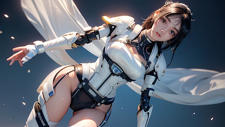 Girl, big boobs, brown hair, long hair, brown eyes, Mecha, yggdrasil, Jetpack, mecha wings, sparkle, sparkling, blues
