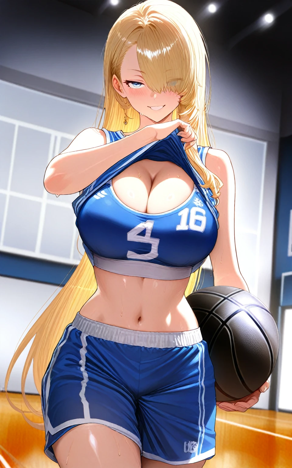 Long blonde、Big Breasts、Basketball uniform