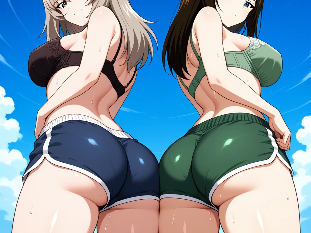 Two Russian schoolgirls, Having anal sex outdoors and laughing, Crab crotch squat、 Urinating with the double peace sign.