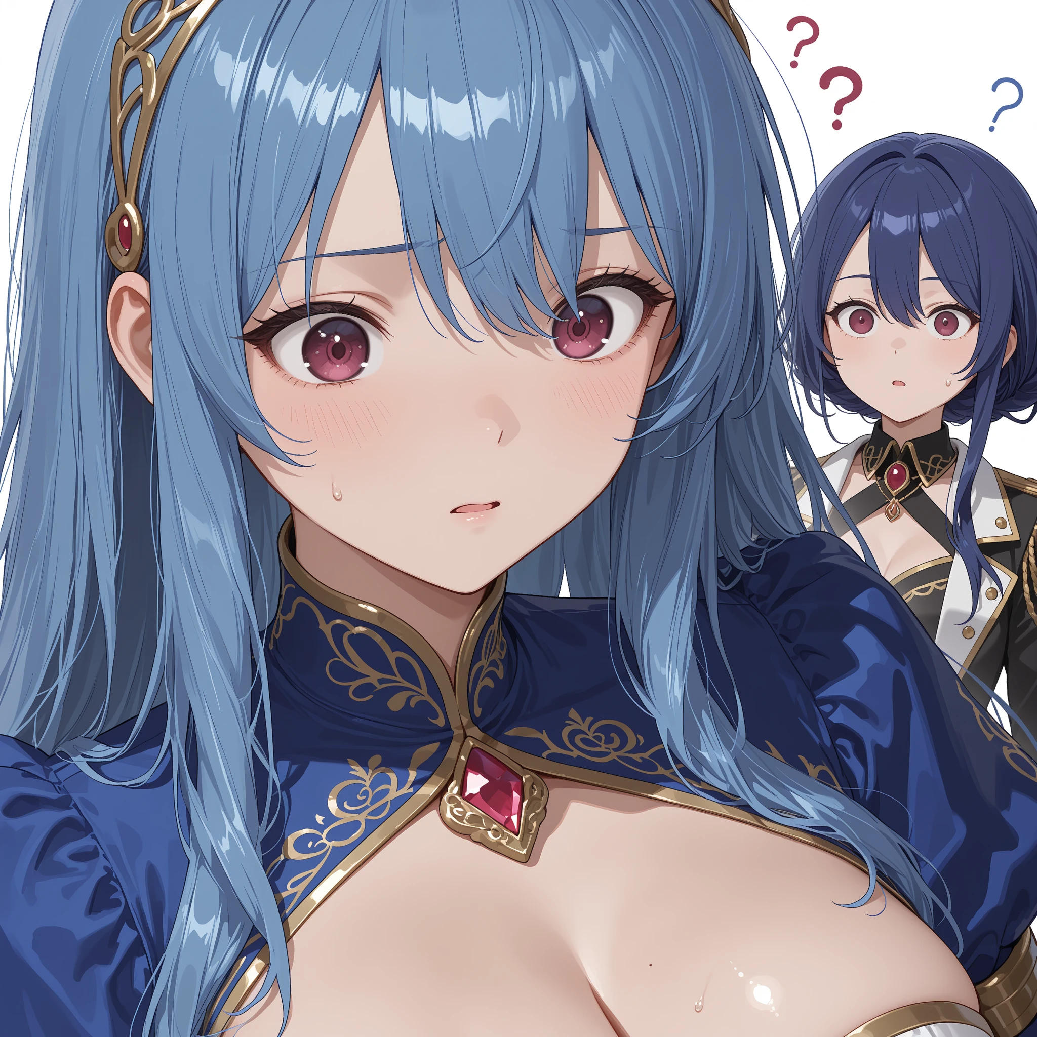 Masterpiece, Highest Quality, Detailed Face, CharacterDesignSheet,full bodyesbian,Full of Details, multiple poss and expressions, Highly detailed, Beautiful paladin girl,girl anime character design Underwater spirit