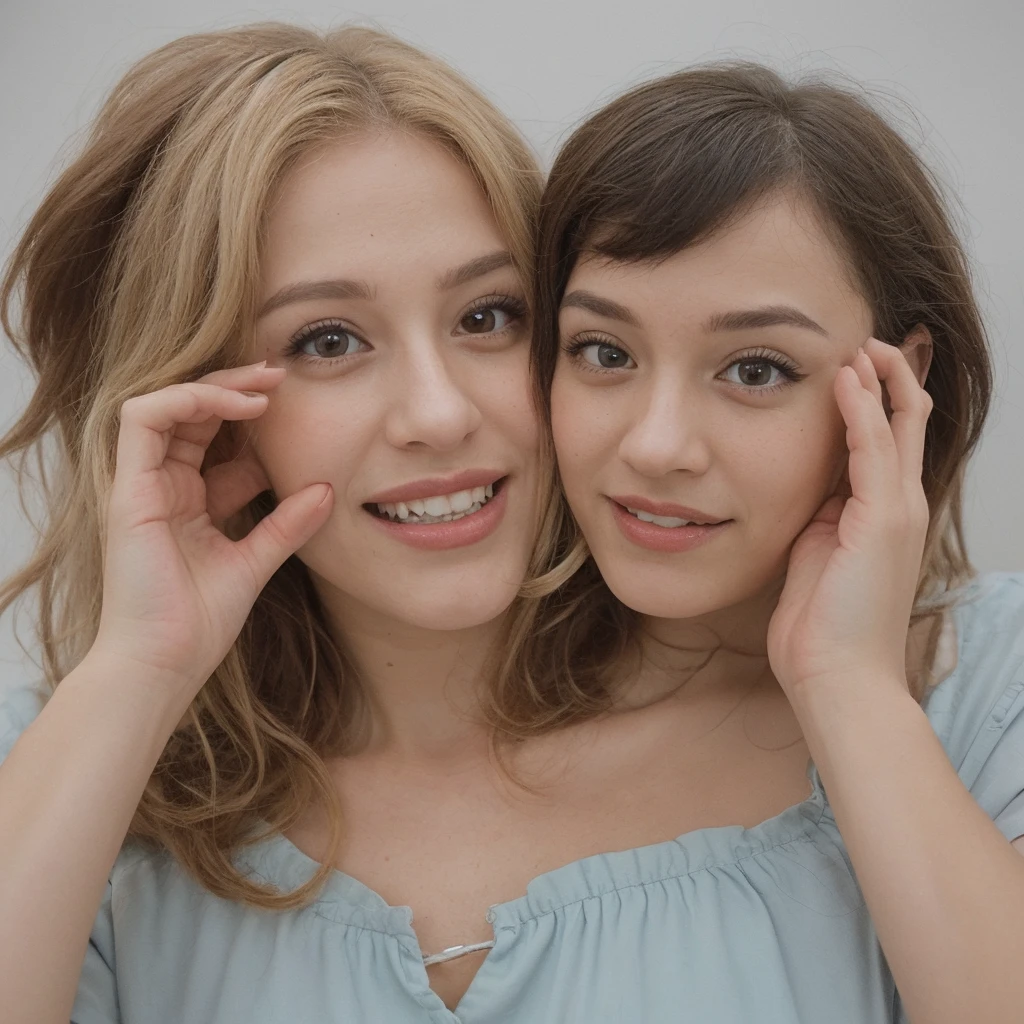 2heads, two headed girl, (one head adult:1.5), (one head young child:1.5), (scottish:1.5), (blue eyed european:1.5), (blonde:1.3)