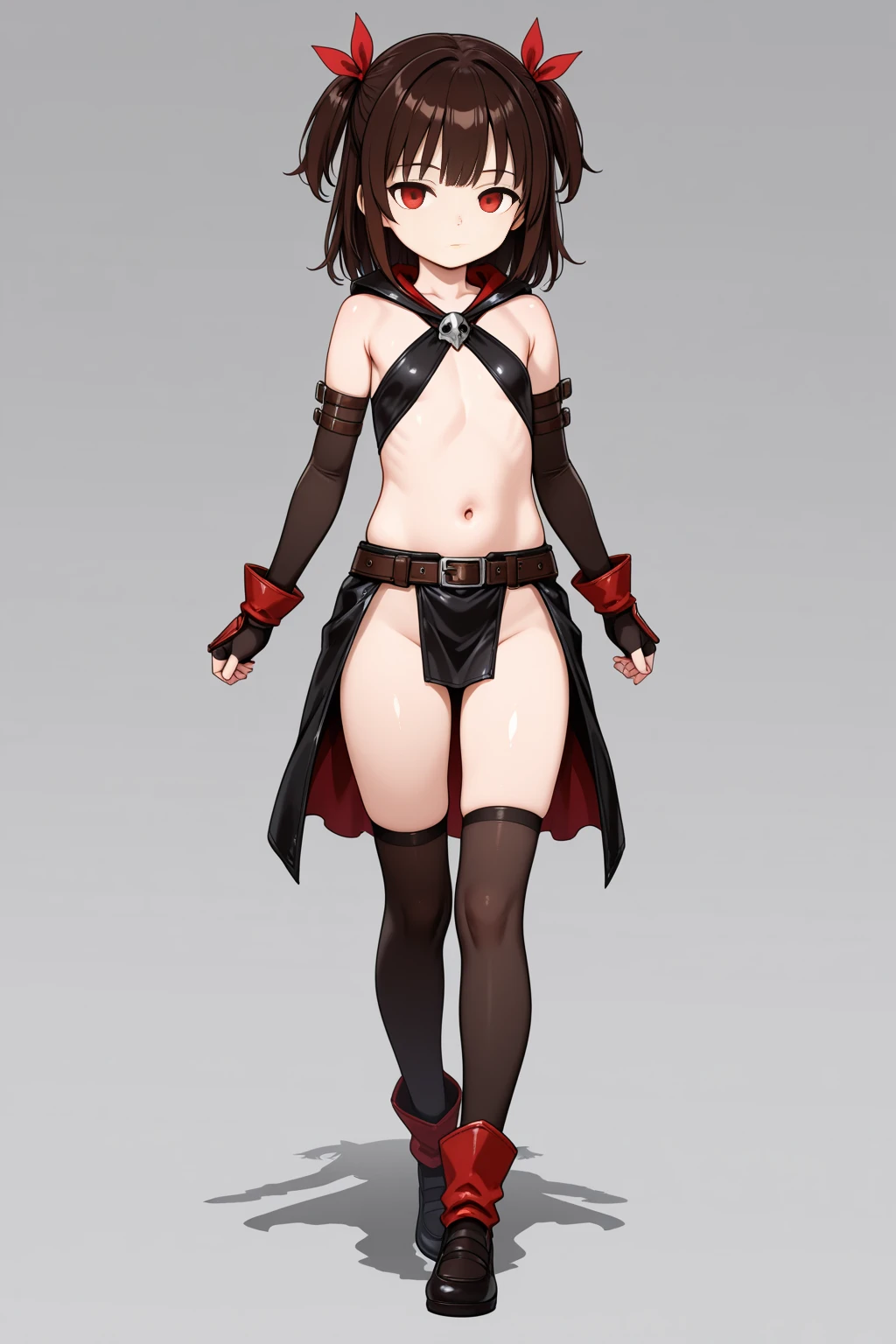 girl,cat ears ,big boobs ,black hair ,red eyes ,short hair ,red hairpin ,messy hair,hair between eyes ,(full body ,standing ,micro bikini ,bare shoulders ,sleeveless,bare feet ,bare legs ,cleavage)