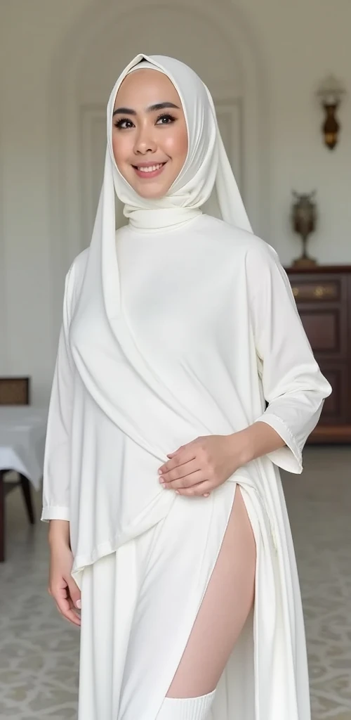masterpiece, top-quality, 8K, absurderes, a beauty girl, kawaii, outdoor,half body, (fullnude:1.5), wearing pasmina hijab,hijab, ,nice body, No makeup, bukkake, Near and far law, depth of fields, A hyper-realistic, hight resolution, a picture, foco nítido, nffsw, face lights, 动态照明, Highest detail, Extreme details、ultra-detailliert、detaile、authentic skin、delicated facial features、Easy Negative