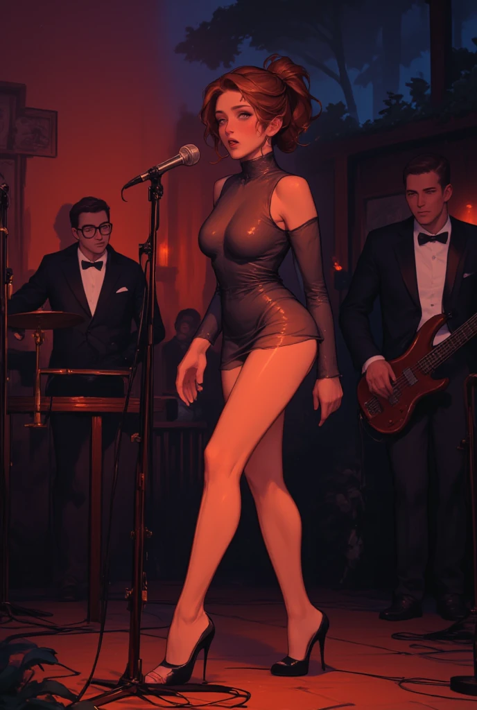 Lady dimitrescu from Resident Evil Village playing in a jazz band | digital ART