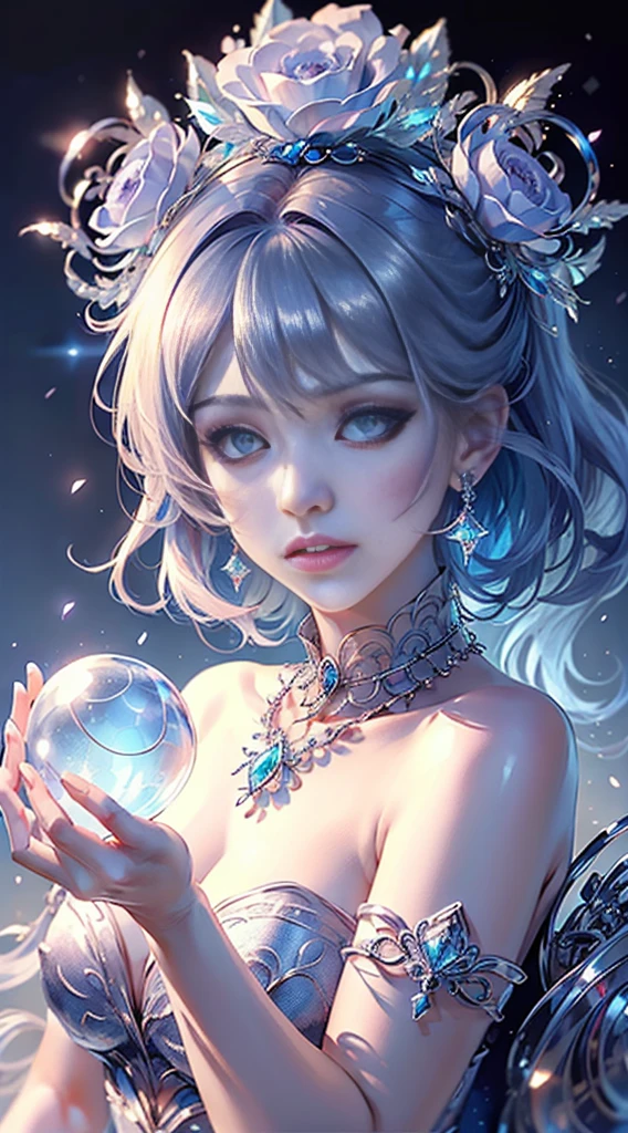 ((best quality)), ((masterpiece)), ((realist)), portrait,1 girl,(((whole body))), celestial body, god, 女god, light particles, halo, looking at the audience, 坚定的眼god, bare shoulders, thoracic duct parietal lobe, poker face,(bioluminescence:0.9 girls 5)ocean, bioluminescence, Energetic, rich and colorful,,,,, color, (bioluminescence, bioluminescence),(beautiful composition), Cinema lights, wheels within wheels, (Symmetrical:0.5 girls), whimsical,