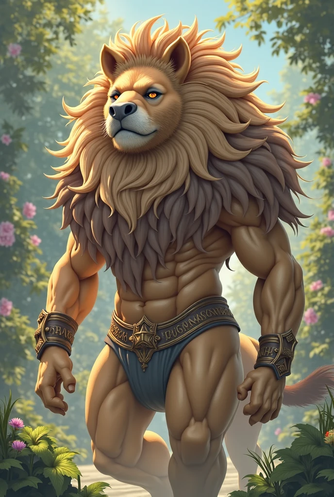 (Obese, Overweight male, anthro, lion), (detailed eyes, detailed mouth), luminiscent red eyes, nude, penis, hairy balls, thick thighs, saggy man moobs, ((roses, dew)), by Jeremy Mann, Jean-Baptiste Monge style, bright, beautiful, splashes, sparkling, filigree, rim lighting, light, extremely, magical, surreal, fantasy, sinister, matte painting, golden ratio, intricate, epic, very detailed, vivid, castle mystical, enchanted forests