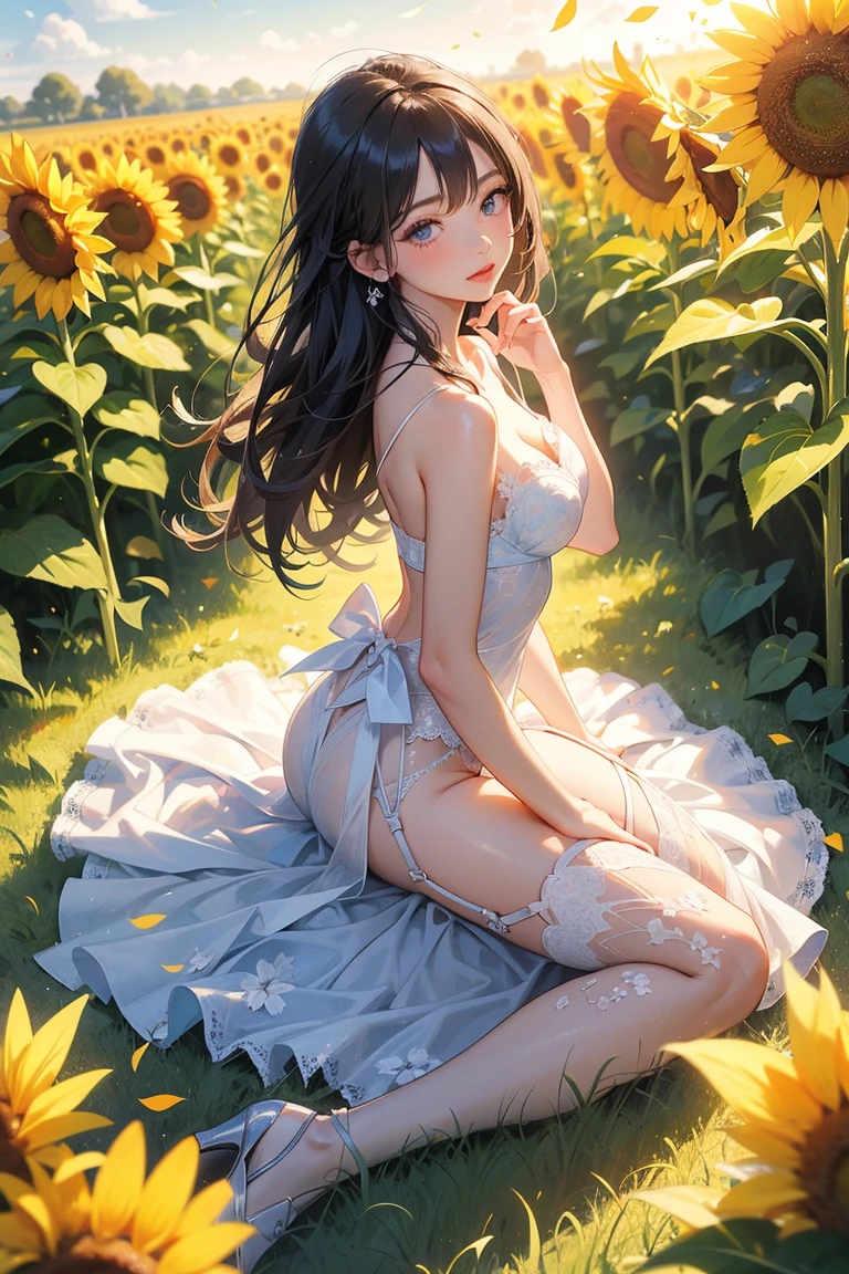 The lower body is already full of honey，White lace panties are completely soaked，The juice slides between the legs。White lace panties flow，Chrysanthemums are bright red，It is also filled with liquid，Flushing of the buttocks，The shaking pose is entirely a performance --auto