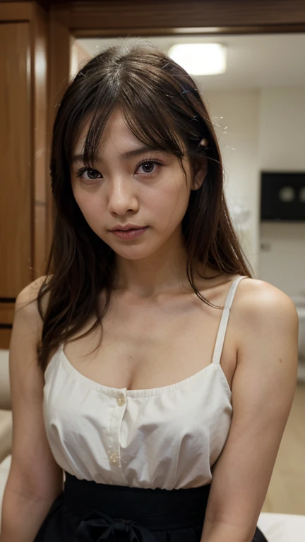(Tabletop, Highest quality:1.4), Beautiful Face, 8k, 85mm, Absurd, ((Dark hotel bedroom))、(Wearing a thick white bathrobe:1.4), ((Cowboy Shot:1.5))、((Shooting from below:1.4))、((Full nudity:1.4)))、((very good:1.4))、((Not wearing panties:1.4)))、(((No underwear:1.4)))、((Detailed female genitalia:1.4))、(((pubic hair:1.4)))、((Beautiful breasts:1.4))、Delicate girl, alone,(((Ponytail Hair:1.5)))、night, View your audience, Upper Body, Film Grain, chromatic aberration, Sharp focus, Face Light, Professional Lighting, Sophisticated, ((Sit on the bed:1.4))、((Woman looking down and crying:1.4)), ( background, Bokeh background:1.2), detailed aspects、Camel Toe