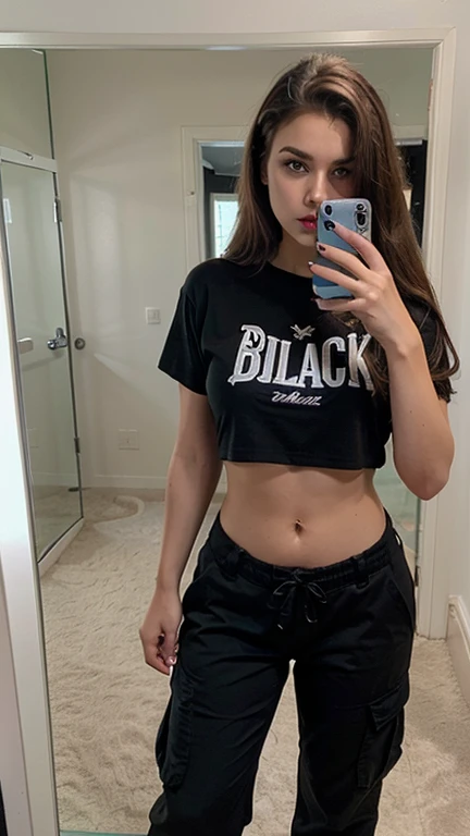 Sexy White american 1 girl with a seductive stare wearing underwear with the written "blacked" on It