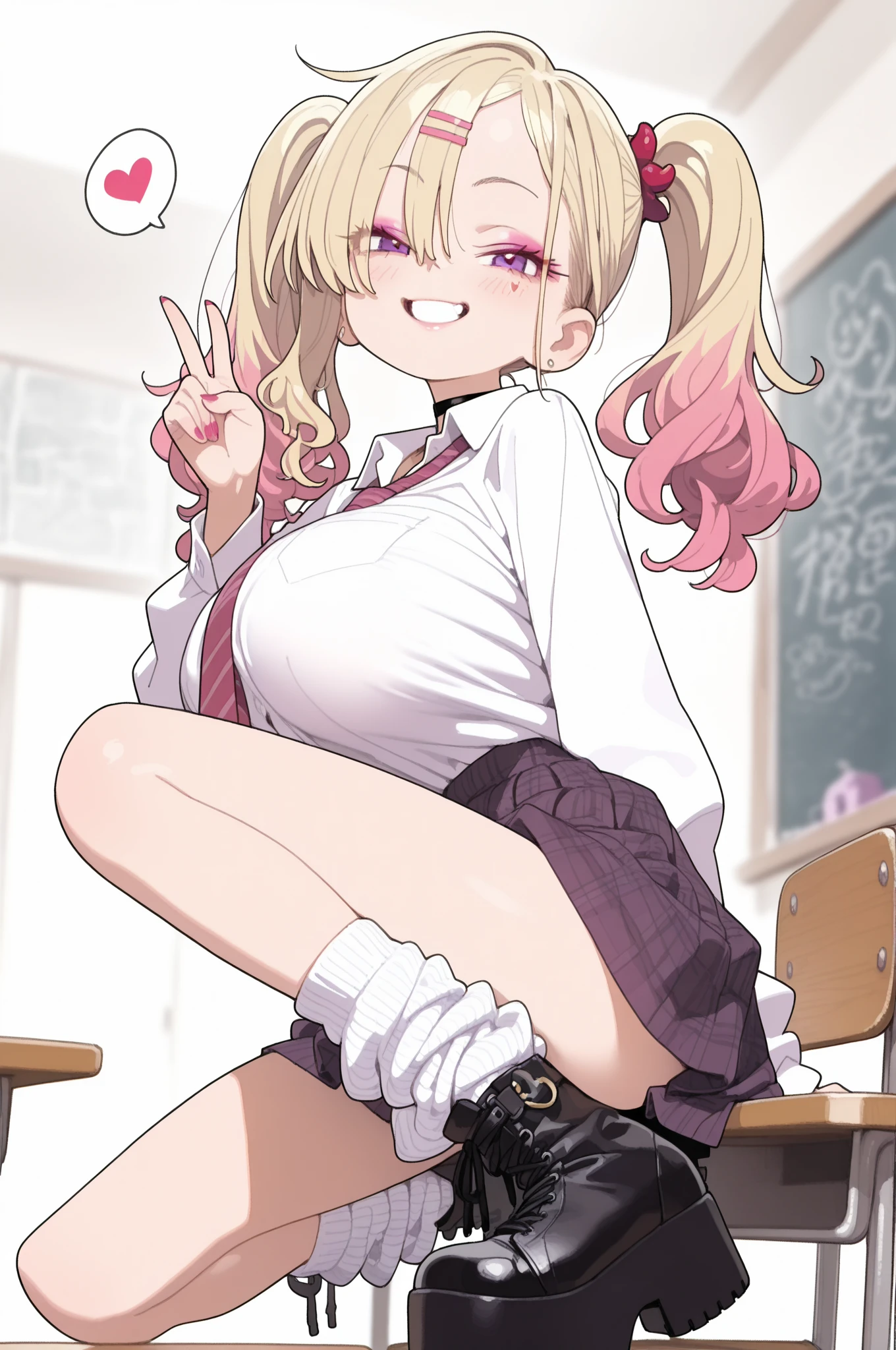 (nsfw),masterpiece,ultra detailed,sharp focus,4k digital art,high resolution,(peeing self,urine),(v sign with both hands:1.5),(aroused and blushed:1.7),(peeing),tareme,(adult beautiful face,curvy adult body:1.3),(from below:1.4),(school cardigan:1.3),dress shirt,black socks,(navy and pleated skirt),bow tie,(blonde hair,side ponytail),(tanned skin:1.3),outdoor,public park,(sweaty:1.2),grinning,(trembling,flying heart-shapes),(squatting and spreading legs),(sexy and laced undies:1.3),loafers,crowd in background,gigantic breasts,drooling,heart pupils