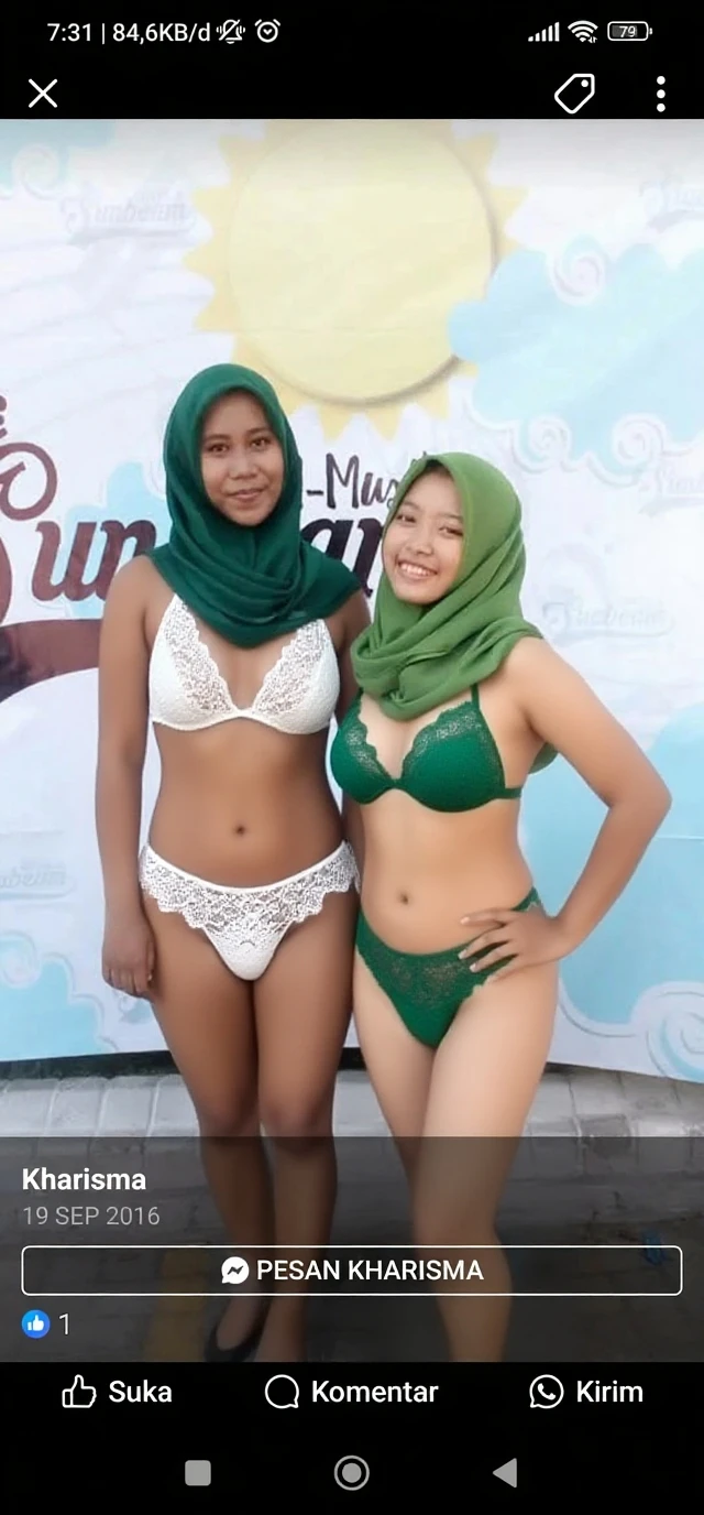 best quality, high resolution, young beautiful Indonesian woman in hijab, soft smile, smiling, wearing peach color laced hijabs, wearing peach color laced panties, wearing see-through peach color mini skirt, wearing see-through peach color laced bra, photorealistic, realistic, small breasts, full body, skin details, skin texture details, tiny and skinny body, flat-chested, morning time, happy, bright sunshine, standing in crowd public, blurred background, bokeh