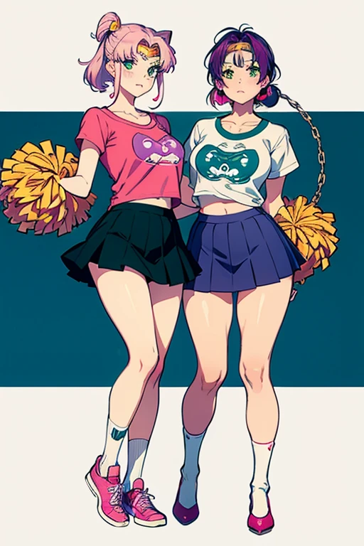 ((sexy 2girl ,gyaru))nsfw,glamorous, blushing, flushed face, (()).looking at viewer,embarrassed, flushed, bashful, ashamed, condom belt,pink rotor,glamorous, voluptuous, curvy, cheerleader