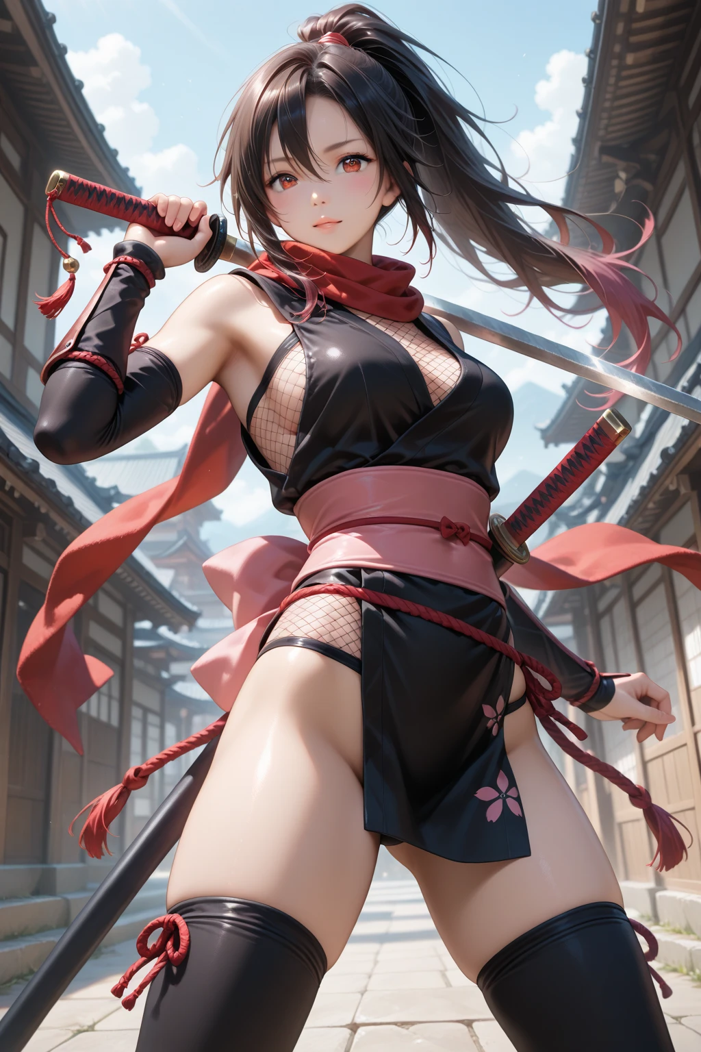 Beautiful Asian girl, 18 years old, Naked ninja girls, sexy lady, medium breasts, camel toe, samurai sword,